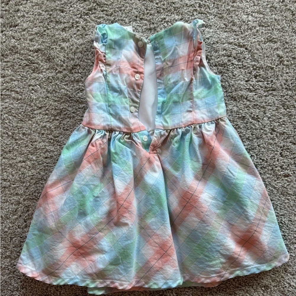 Toddler Plaid Flutter Dress Pastel Plaid Sleeveless Plaid Dress Size 24 months